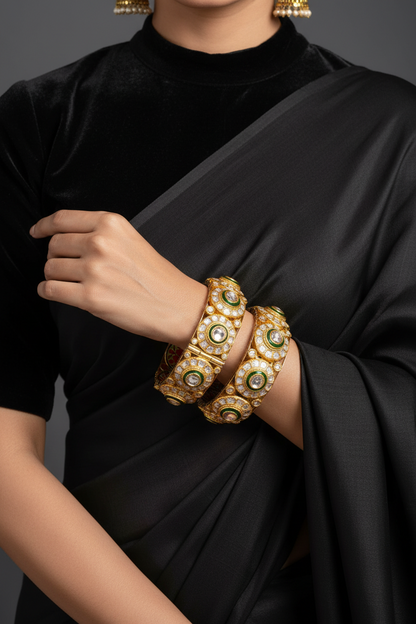Pacheli Jewelry,Pure Silver Jewelry Indian ,polki bangles,Indian bangles,Indian Bridal,Indian Wedding Jewelry-SHABURIS jewelry