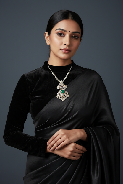 Pure Silver Jewellery Indian ,pearl polki Necklace, Indian Necklace,Indian Bridal,Indian Wedding Jewelry,pure Silver jewelry-NIHIRA-SHABURIS