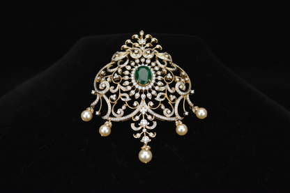 Diamond pendent Pure Silver jewelry Indian ,diamond Necklace,Indian Necklace,swarovski diamond pendent,diamond set-NIHIRA-SHABURIS