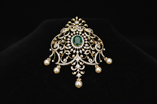 Diamond pendent Pure Silver jewelry Indian ,diamond Necklace,Indian Necklace,swarovski diamond pendent,diamond set-NIHIRA-SHABURIS