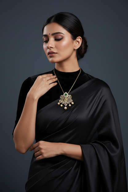 Diamond pendent Pure Silver jewelry Indian ,diamond Necklace,Indian Necklace,swarovski diamond pendent,diamond set-NIHIRA-SHABURIS