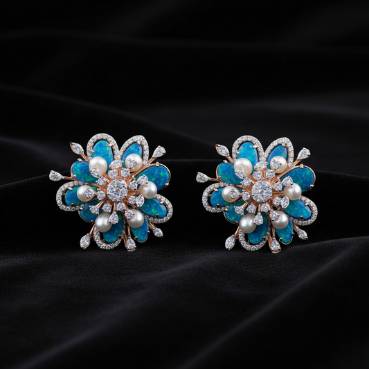Polki Studs Polki Earrings Cocktail Earrings Diamond Studs Diamond Earrings Simple Studs Pearl Studs 925 Silver Earrings Silver Jewelry - SHABURIS