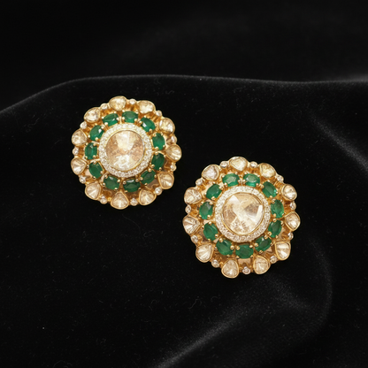 Polki Studs Polki Earrings Cocktail Earrings Diamond Studs Diamond Earrings Simple Studs Pearl Studs 925 Silver Earrings Silver Jewelry - SHABURIS