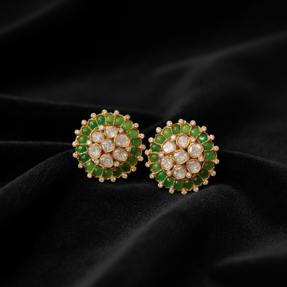 Polki Studs Polki Earrings Cocktail Earrings Diamond Studs Diamond Earrings Simple Studs Pearl Studs 925 Silver Earrings Silver Jewelry - SHABURIS