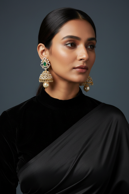 Polki Studs Polki Earrings Cocktail Earrings Diamond Studs Diamond Earrings Simple Studs Pearl Studs 925 Silver Earrings Silver Jewelry - SHABURIS