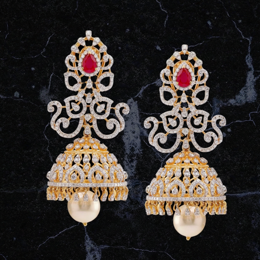 Polki Studs Polki Earrings Cocktail Earrings Diamond Studs Diamond Earrings Simple Studs Pearl Studs 925 Silver Earrings Silver Jewelry - SHABURIS