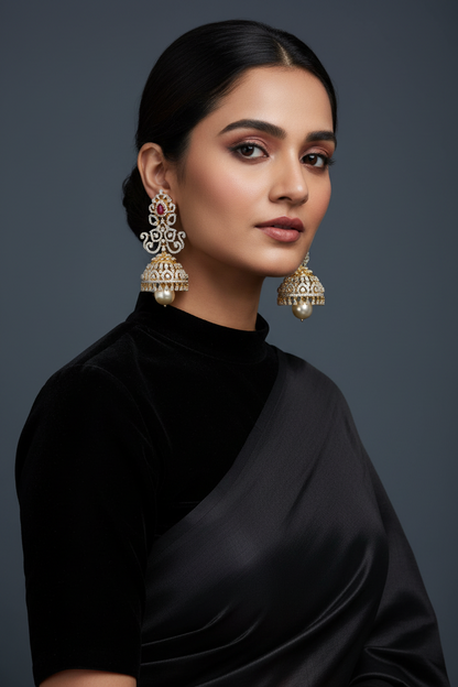 Polki Studs Polki Earrings Cocktail Earrings Diamond Studs Diamond Earrings Simple Studs Pearl Studs 925 Silver Earrings Silver Jewelry - SHABURIS