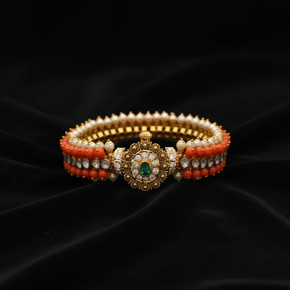 Diamond bangle,Pure Silver Jewelry Indian ,coral bangles,Indian bangles,Indian Bridal,Indian Wedding Jewelry-SHABURIS jewelry