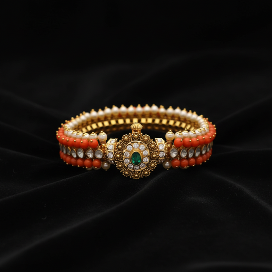Diamond bangle,Pure Silver Jewelry Indian ,coral bangles,Indian bangles,Indian Bridal,Indian Wedding Jewelry-SHABURIS jewelry