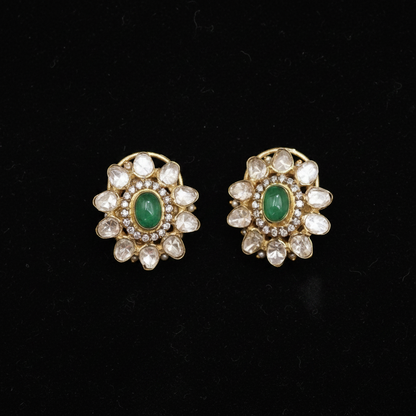 Polki Studs Polki Earrings Cocktail Earrings Diamond Studs Diamond Earrings Simple Studs Pearl Studs 925 Silver Earrings Silver Jewelry - SHABURIS