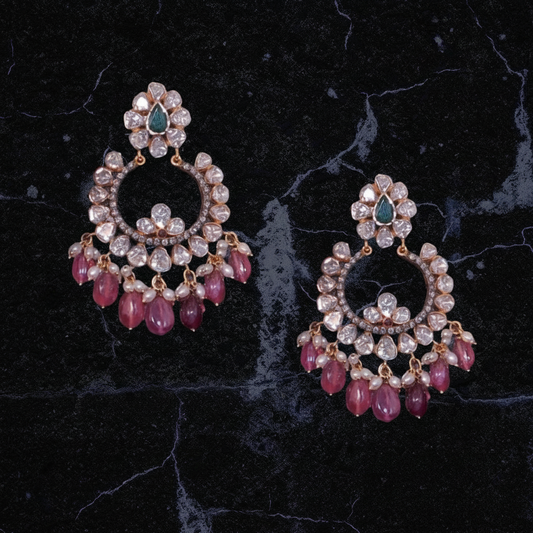 Polki Studs Polki Earrings Cocktail Earrings Diamond Studs Diamond Earrings Simple Studs Pearl Studs 925 Silver Earrings Silver Jewelry - SHABURIS