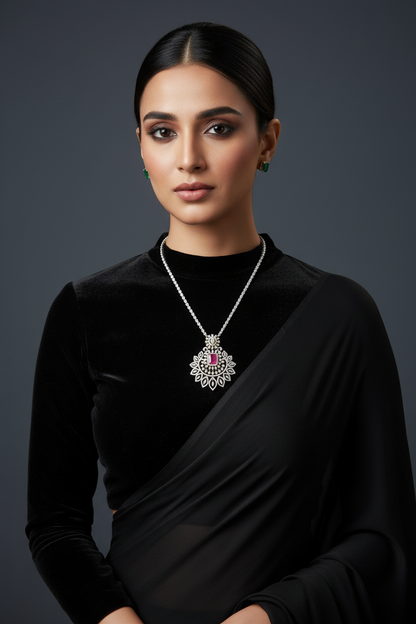Diamond pendant bead jewelry gemstone jewelry polki diamond emerald necklace pure silver jewelry south indian gold jewelry sets -SHABURIS