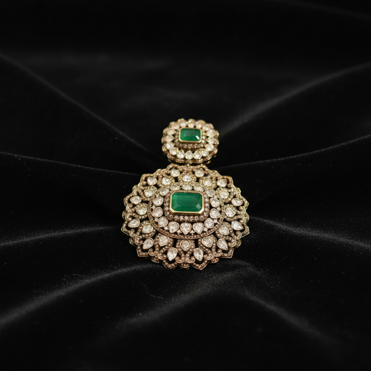 Victorian Diamond pendant gemstone jewelry polki diamond emerald necklace pure silver jewelry south indian gold jewelry sets -SHABURIS
