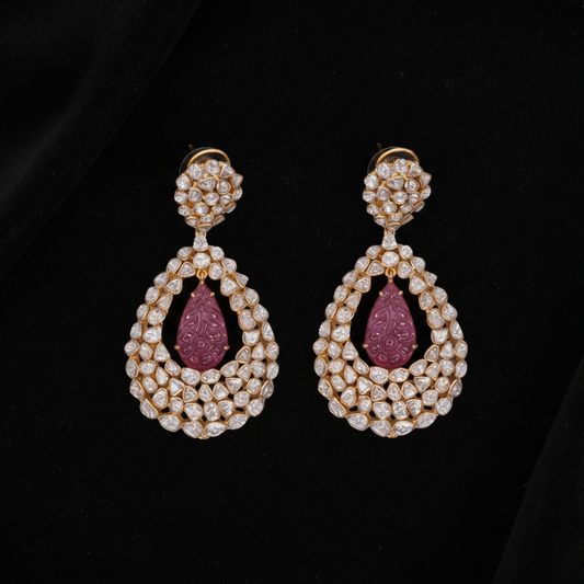 Polki Studs Polki Earrings Cocktail Earrings Diamond Studs Diamond Earrings Simple Studs Pearl Studs 925 Silver Earrings Silver Jewelry - SHABURIS