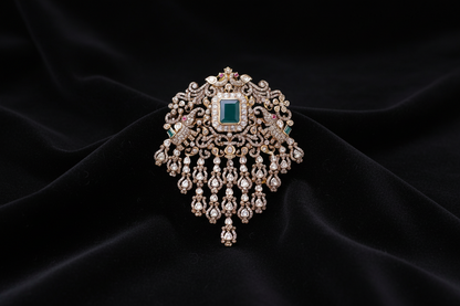 Diamond pendant pure silver jewelry indian jewelry emerald pearl pendant simple jewelry gift jewelry set - SHABURIS