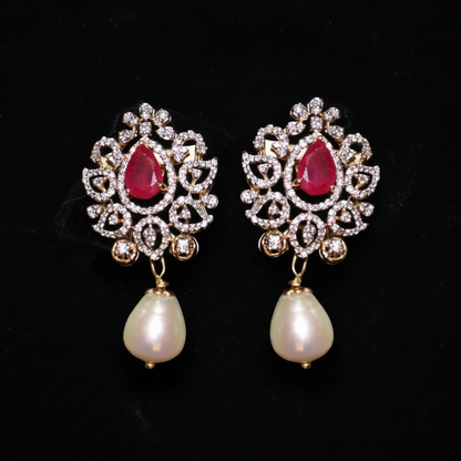 Polki Studs Polki Earrings Cocktail Earrings Diamond Studs Diamond Earrings Simple Studs Pearl Studs 925 Silver Earrings Silver Jewelry - SHABURIS