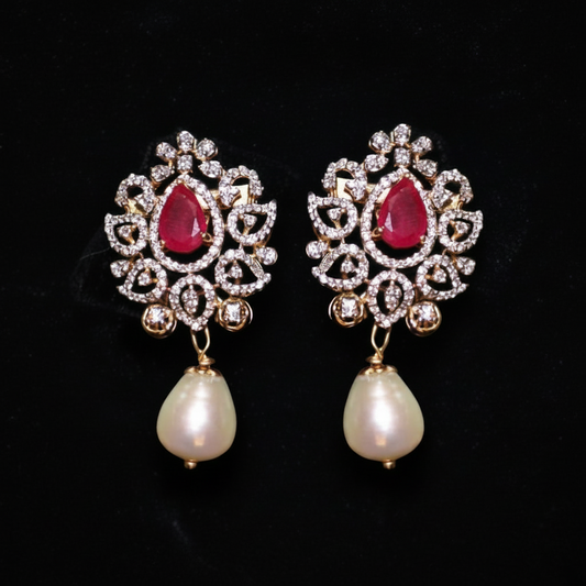 Polki Studs Polki Earrings Cocktail Earrings Diamond Studs Diamond Earrings Simple Studs Pearl Studs 925 Silver Earrings Silver Jewelry - SHABURIS