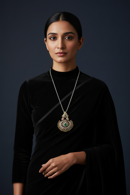 Diamond pendant bead jewelry gemstone jewelry polki diamond emerald necklace pure silver jewelry south indian gold jewelry sets -SHABURIS