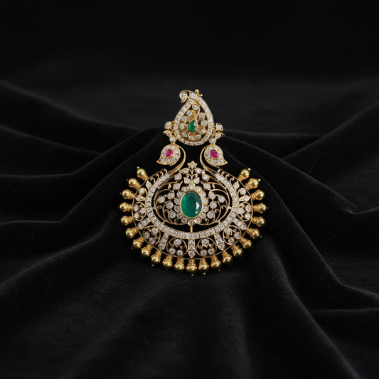 Diamond pendant bead jewelry gemstone jewelry polki diamond emerald necklace pure silver jewelry south indian gold jewelry sets -SHABURIS