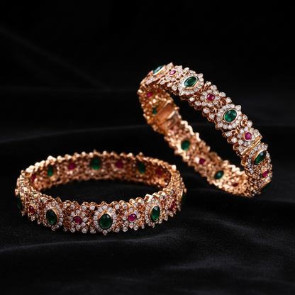 Pure silver jewelry polki diamond bangle pearl bangle diamond jewelry indian bridal set south indian jewelry SHABURIS
