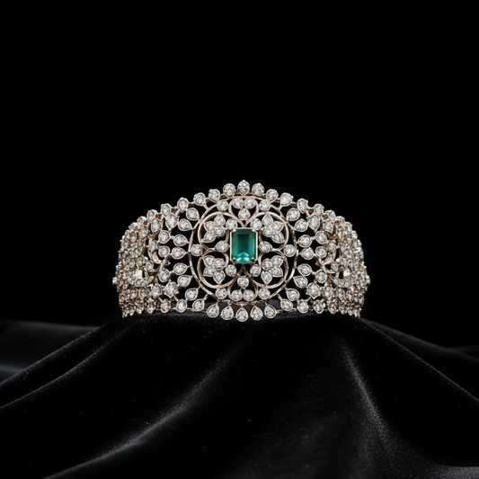 Pure silver jewelry diamond bangle pearl bangle diamond jewelry indian bridal set south indian jewelry SHABURIS