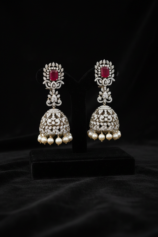 Polki Studs Polki Earrings Cocktail Earrings Diamond Studs Diamond Earrings Simple Studs Pearl Studs 925 Silver Earrings Silver Jewelry - SHABURIS