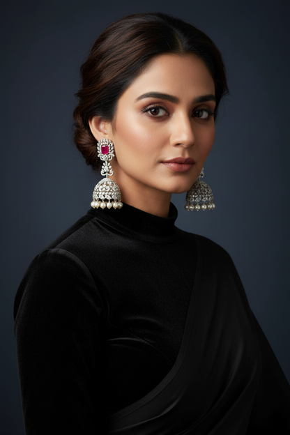 Polki Studs Polki Earrings Cocktail Earrings Diamond Studs Diamond Earrings Simple Studs Pearl Studs 925 Silver Earrings Silver Jewelry - SHABURIS