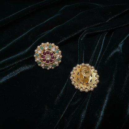 Polki Studs Polki Earrings Cocktail Earrings Diamond Studs Diamond Earrings Simple Studs Pearl Studs 925 Silver Earrings Silver Jewelry - SHABURIS