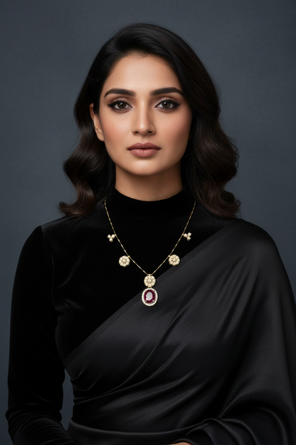 Polki Necklace Dainty Necklace 925 Silver Jewelry Silver Necklace -SHABURIS