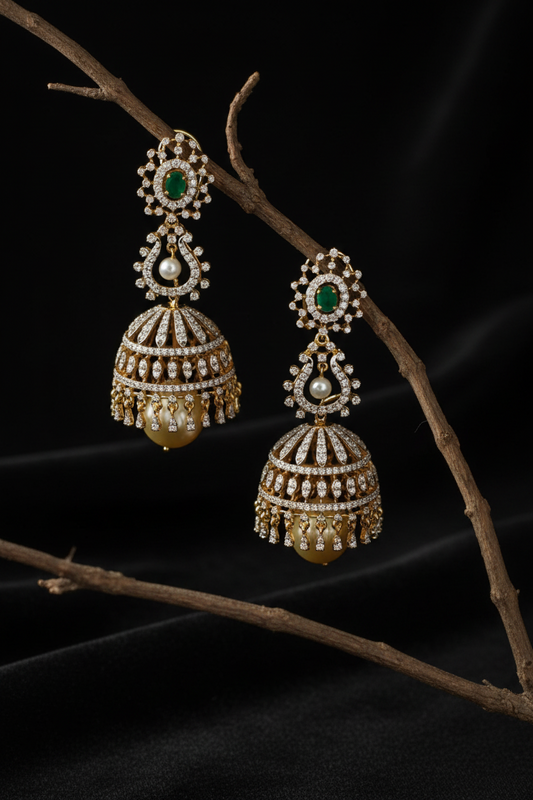 Polki Studs Polki Earrings Cocktail Earrings Diamond Studs Diamond Earrings Simple Studs Pearl Studs 925 Silver Earrings Silver Jewelry - SHABURIS