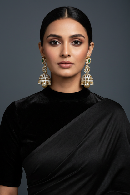 Polki Studs Polki Earrings Cocktail Earrings Diamond Studs Diamond Earrings Simple Studs Pearl Studs 925 Silver Earrings Silver Jewelry - SHABURIS