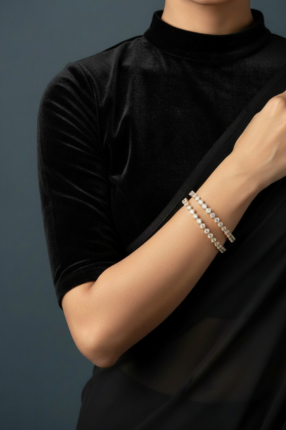 Pure silver jewelry polki diamond bangle pearl bangle diamond jewelry indian bridal set south indian jewelry SHABURIS