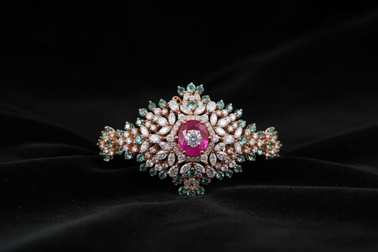 Pure silver jewelry diamond bangle pearl bangle diamond jewelry indian bridal set south indian jewelry SHABURIS