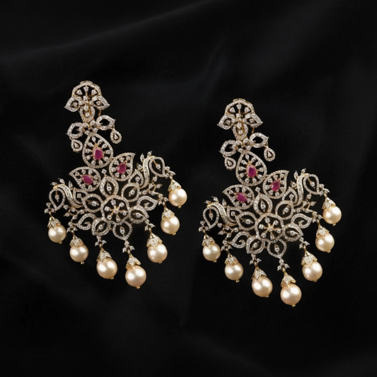 Polki Studs Polki Earrings Cocktail Earrings Diamond Studs Diamond Earrings Simple Studs Pearl Studs 925 Silver Earrings Silver Jewelry - SHABURIS