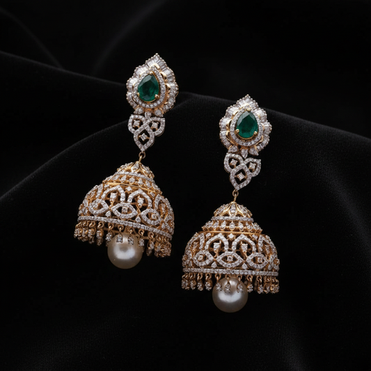 Polki Studs Polki Earrings Cocktail Earrings Diamond Studs Diamond Earrings Simple Studs Pearl Studs 925 Silver Earrings Silver Jewelry - SHABURIS