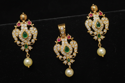Diamond pendant south sea pearl pendant pure silver jewelry indian jewelry diamond maang tikka emerald gems bridal maang tikka -SHABURIS