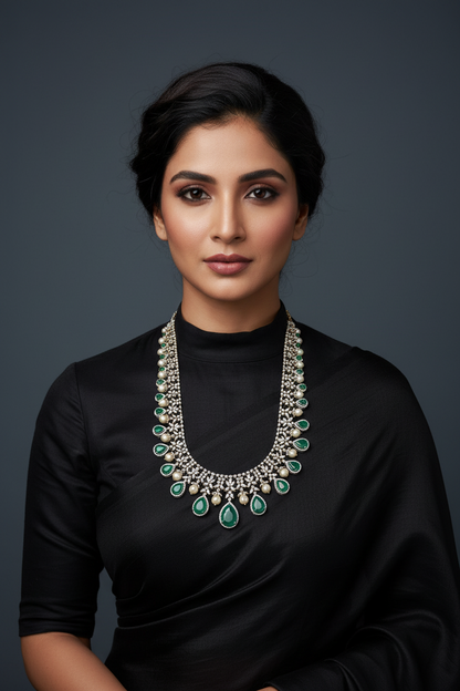Closed setting diamond choker indian diamond necklace pure silver jewelry indian silver jewelry indian gold jewelry designs - SHABURIS