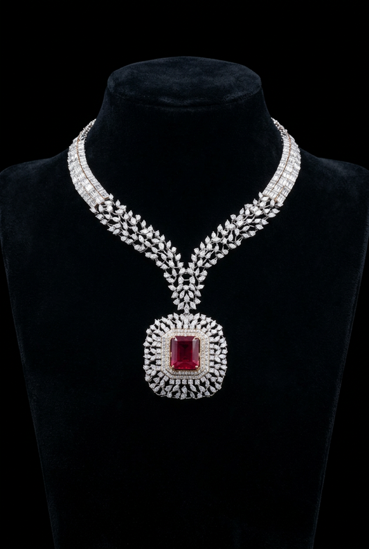 Closed setting diamond choker indian diamond necklace pure silver jewelry indian silver jewelry indian gold jewelry designs - SHABURIS