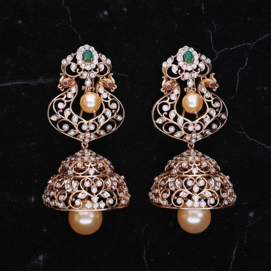 Polki Studs Polki Earrings Cocktail Earrings Diamond Studs Diamond Earrings Simple Studs Pearl Studs 925 Silver Earrings Silver Jewelry - SHABURIS