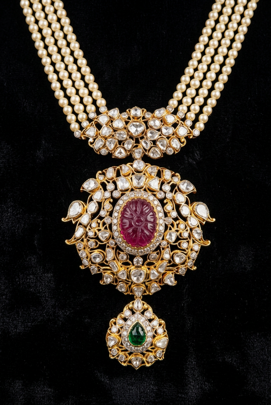 Polki pendant,uncut diamond jewelry,indian Jewelery,Polki necklace,Moissantie Pure silver jewelry gold jewelry designs - SHABURIS