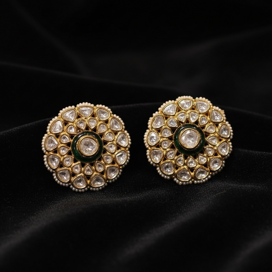 Polki Studs Polki Earrings Cocktail Earrings Diamond Studs Diamond Earrings Simple Studs Pearl Studs 925 Silver Earrings Silver Jewelry - SHABURIS