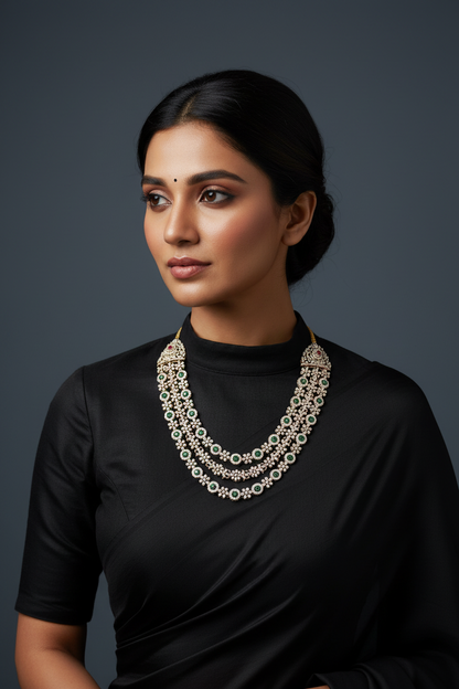 Closed setting diamond choker indian diamond necklace pure silver jewelry indian silver jewelry indian gold jewelry designs - SHABURIS