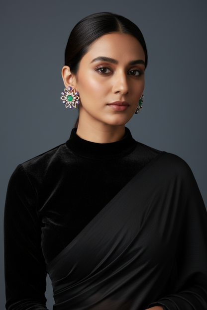 Polki Studs Polki Earrings Cocktail Earrings Diamond Studs Diamond Earrings Simple Studs Pearl Studs 925 Silver Earrings Silver Jewelry - SHABURIS