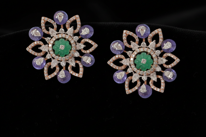 Polki Studs Polki Earrings Cocktail Earrings Diamond Studs Diamond Earrings Simple Studs Pearl Studs 925 Silver Earrings Silver Jewelry - SHABURIS