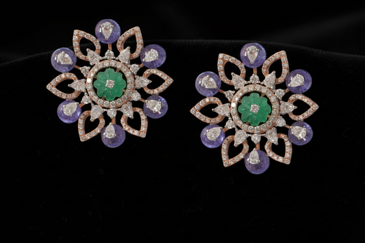 Polki Studs Polki Earrings Cocktail Earrings Diamond Studs Diamond Earrings Simple Studs Pearl Studs 925 Silver Earrings Silver Jewelry - SHABURIS