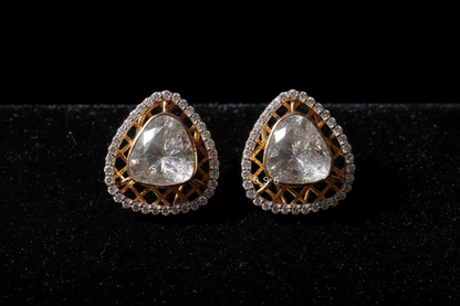 Polki Studs Polki Earrings Cocktail Earrings Diamond Studs Diamond Earrings Simple Studs Pearl Studs 925 Silver Earrings Silver Jewelry - SHABURIS