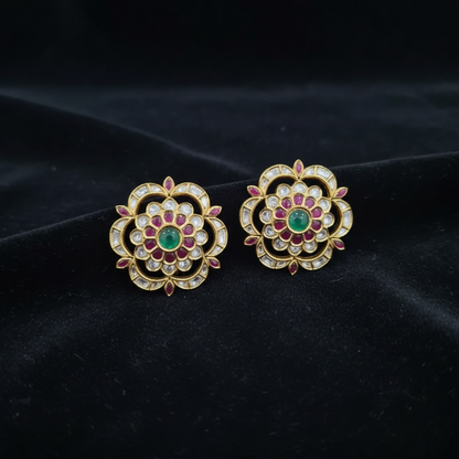 Polki Studs Polki Earrings Cocktail Earrings Diamond Studs Diamond Earrings Simple Studs Pearl Studs 925 Silver Earrings Silver Jewelry - SHABURIS