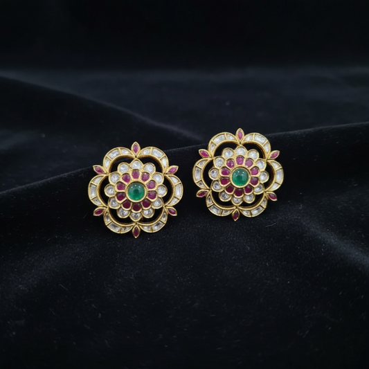 Polki Studs Polki Earrings Cocktail Earrings Diamond Studs Diamond Earrings Simple Studs Pearl Studs 925 Silver Earrings Silver Jewelry - SHABURIS