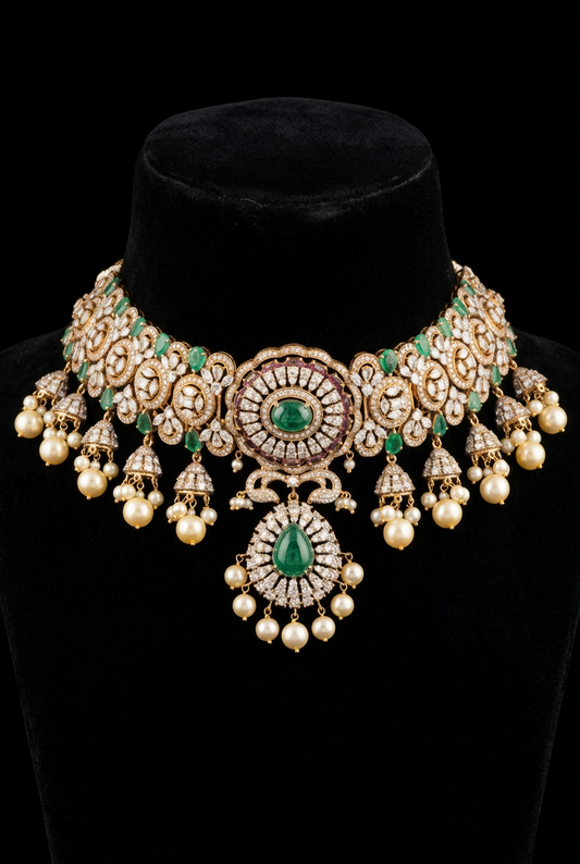 Victorian diamond choker diamond jewelery 22ct gold jewelry designs silver jewelry 925 silver jewelry polki diamond jewelry - SHABURIS