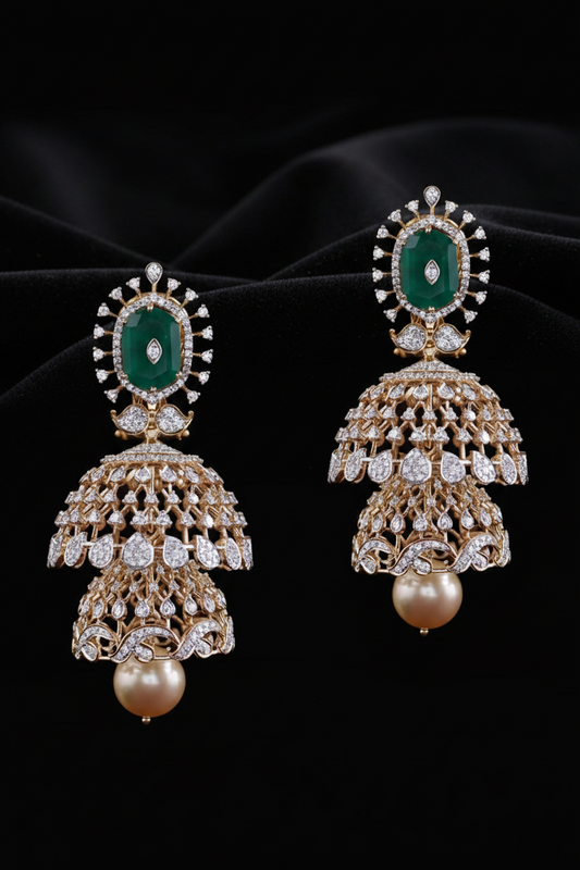 Polki Studs Polki Earrings Cocktail Earrings Diamond Studs Diamond Earrings Simple Studs Pearl Studs 925 Silver Earrings Silver Jewelry - SHABURIS
